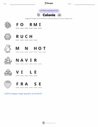 Aperçu de la feuille de travail imprimable Colonie