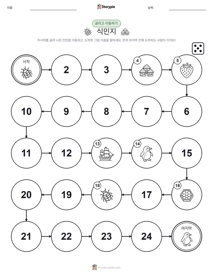 주사위 굴리고 이동하기 게임