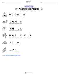 Anishinaabe Peoples printable worksheet preview