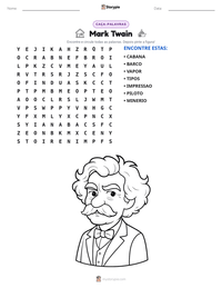 Prévia da folha de atividades imprimível Mark Twain