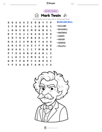 Mark Twain yazdırılabilir çalışma sayfası önizlemesi