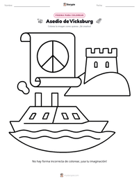 Página para colorear de Asedio de Vicksburg para niños