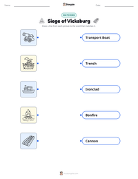 Siege of Vicksburg printable worksheet for kids