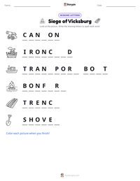 Siege of Vicksburg printable worksheet preview