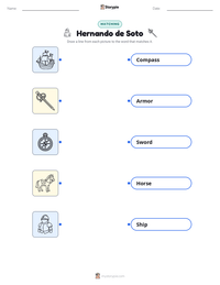 Hernando de Soto printable worksheet for kids