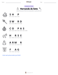Hernando de Soto printable worksheet preview