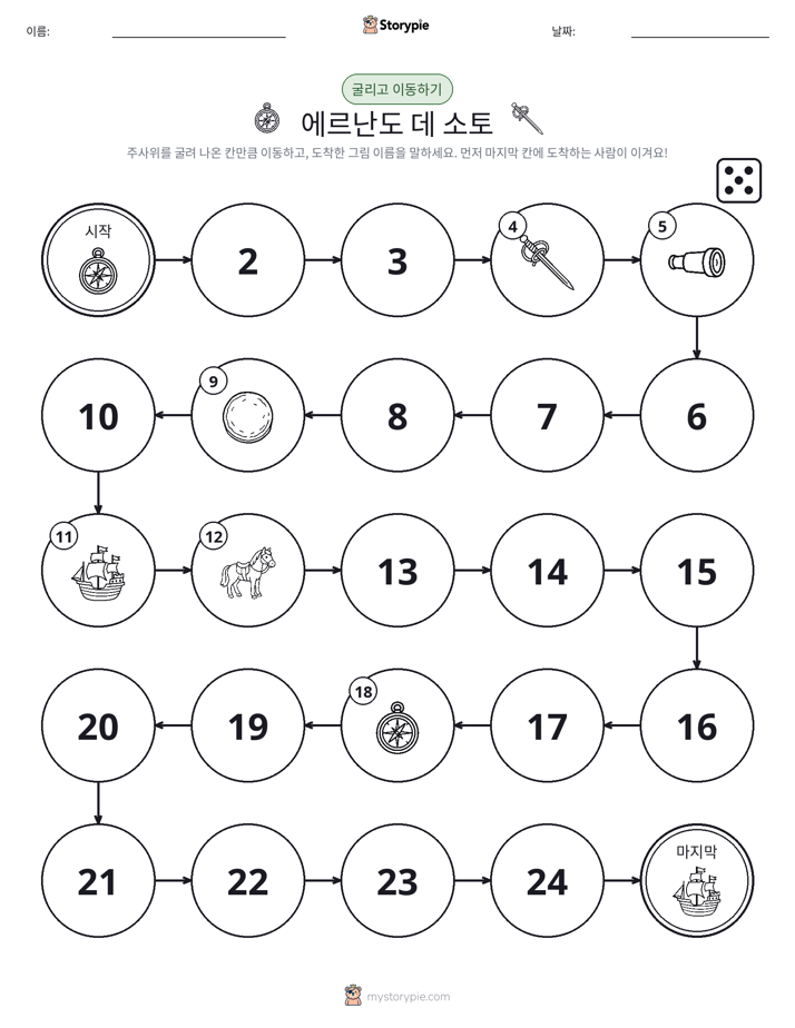 주사위 굴리고 이동하기 게임
