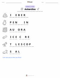 Antarctica printable worksheet preview