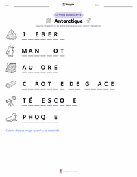 Aperçu de la feuille de travail imprimable Antarctique