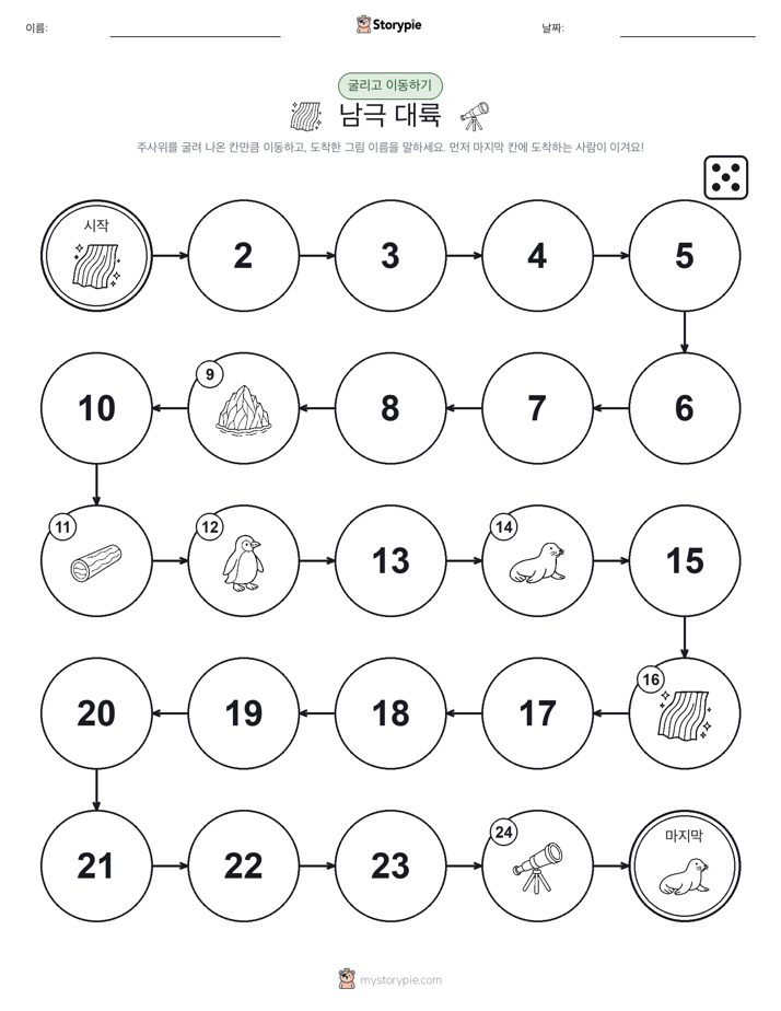 주사위 굴리고 이동하기 게임