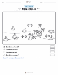 Aperçu de la feuille de travail imprimable Indépendance
