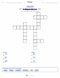 Independence printable worksheet preview