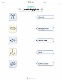 Unabhängigkeit druckbare Arbeitsblatt für Kinder