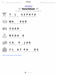 Prabaca lembar kerja cetak Kemerdekaan