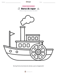 Página para colorear de Barco de vapor para niños