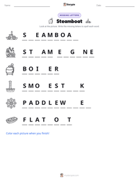 Steamboat printable worksheet preview