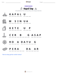 Prabaca lembar kerja cetak Kapal Uap
