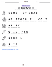 Lord Byron printable worksheet preview