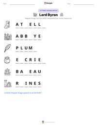 Aperçu de la feuille de travail imprimable Lord Byron