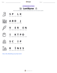 Lord Byron afdrukbare werkblad voorbeeld