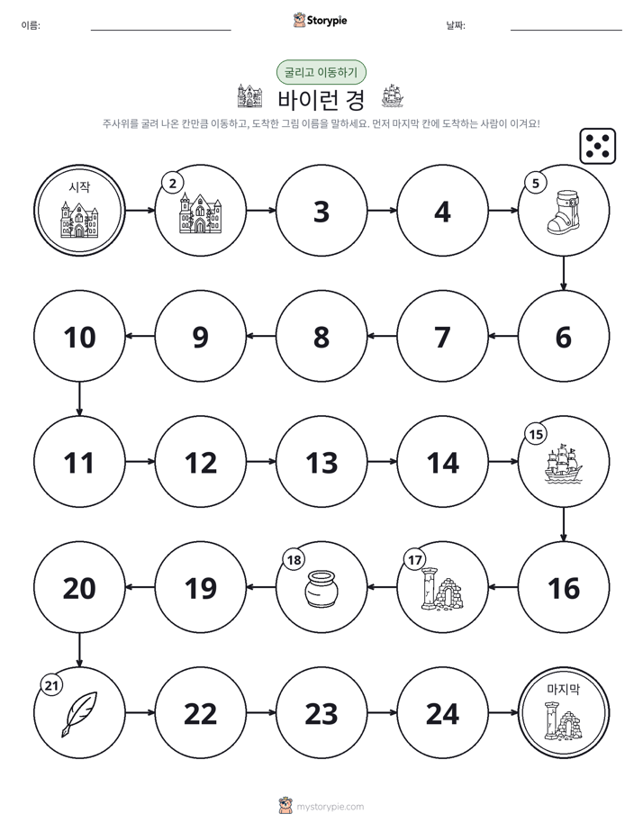주사위 굴리고 이동하기 게임