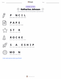 Katherine Johnson printable worksheet preview