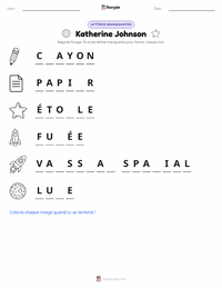 Aperçu de la feuille de travail imprimable Katherine Johnson