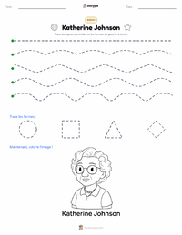 Aperçu de la feuille de travail imprimable Katherine Johnson