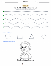 Prabaca lembar kerja cetak Katherine Johnson