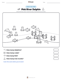 Pink River Dolphin printable worksheet preview