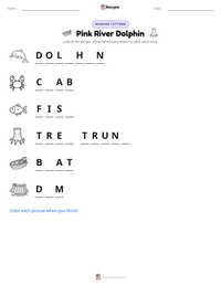 Pink River Dolphin printable worksheet preview