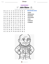 Prévia da folha de atividades imprimível John Glenn