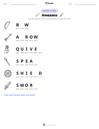 Amazons printable worksheet preview