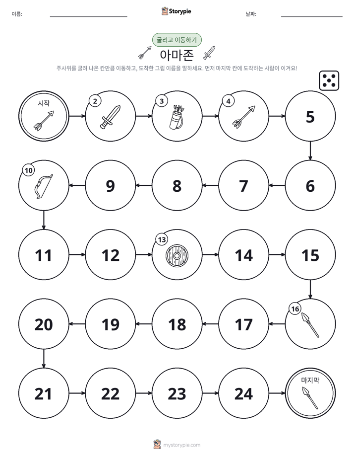 주사위 굴리고 이동하기 게임