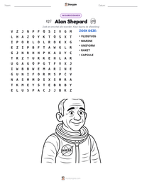 Alan Shepard afdrukbare werkblad voorbeeld