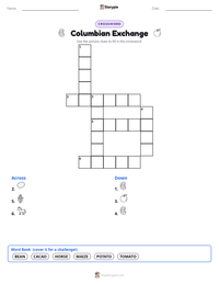 Columbian Exchange printable worksheet preview