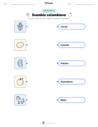 Scheda stampabile di Scambio colombiano per bambini