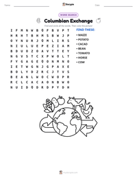 Columbian Exchange printable worksheet preview