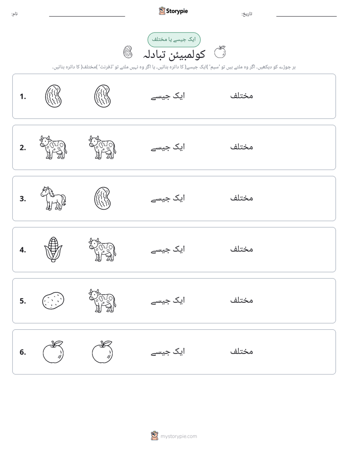 ایک جیسا یا مختلف