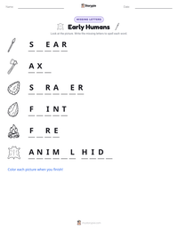 Early Humans printable worksheet preview