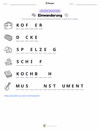 Einwanderung druckbare Arbeitsblatt Vorschau