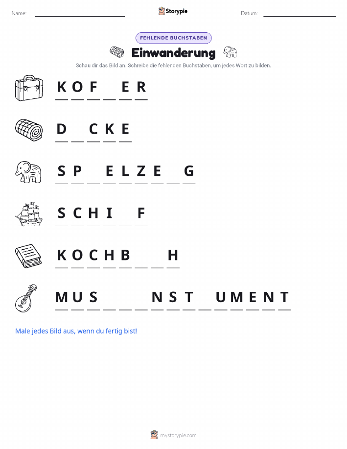 Fehlende Buchstaben
