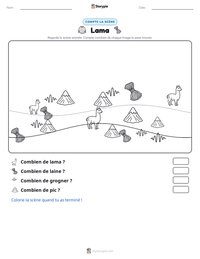Aperçu de la feuille de travail imprimable Lama