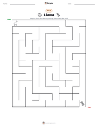 Llama printable worksheet preview