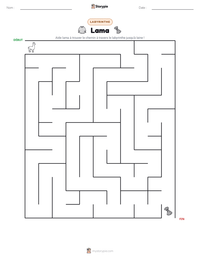 Aperçu de la feuille de travail imprimable Lama