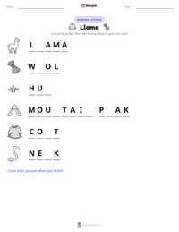Llama printable worksheet preview