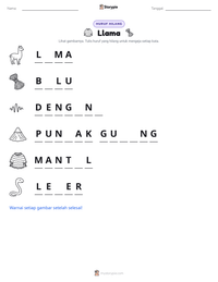 Prabaca lembar kerja cetak Llama