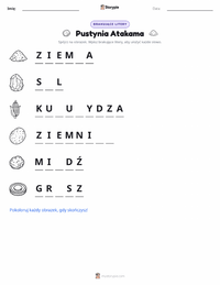 Podgląd drukowalnego arkusza ćwiczeń Pustynia Atakama