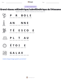 Aperçu de la feuille de travail imprimable Grand réseau millimétrique/submillimétrique de l'Atacama