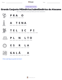 Prévia da folha de atividades imprimível Grande Conjunto Milimétrico/submilimétrico do Atacama